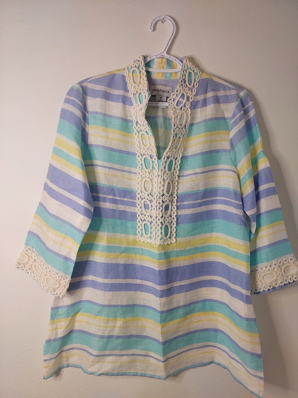 Missoni Striped Lace Trim Tunic in Blue & Green